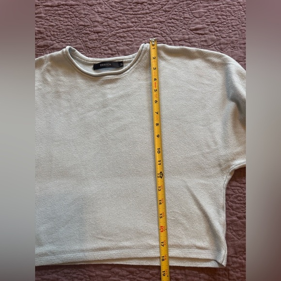 Zesica light blue crop sweater ballon sleeves size Small - Picture 5 of 5